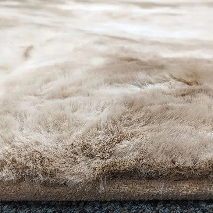 Manifest Faux Rabbit Fur Area Rug – Tie-Dye Beige Denmark Home