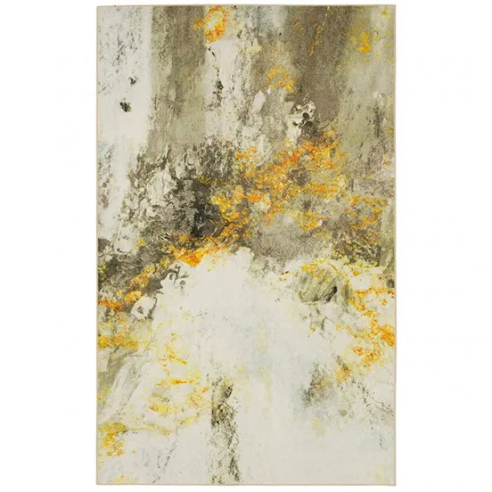 Mera Abstract Area Rug – Gold & Gray Denmark Home