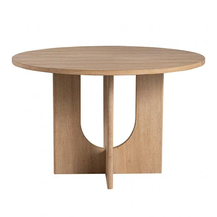 Norvik Round Dining Table – Natural Finish with U-Shaped Pedestal Base Denmark Home