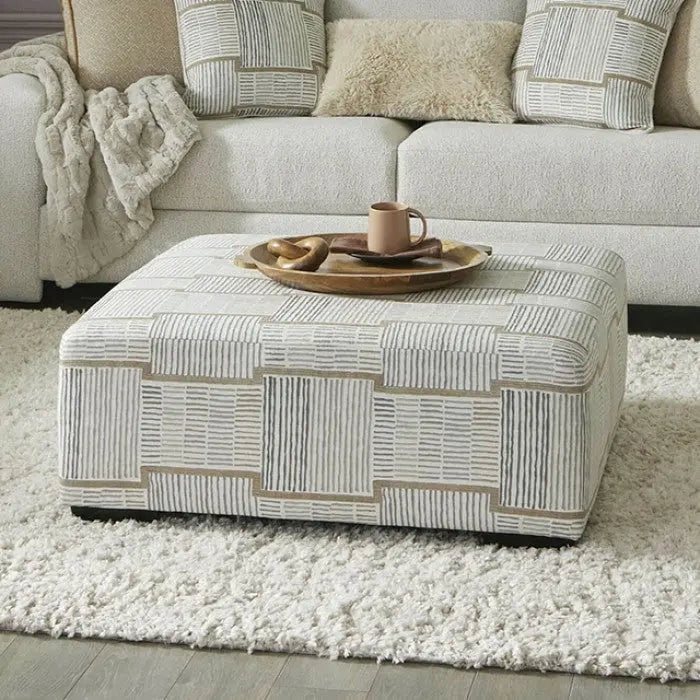 Lysa Ottoman – Plush Chenille, Beige Denmark Home