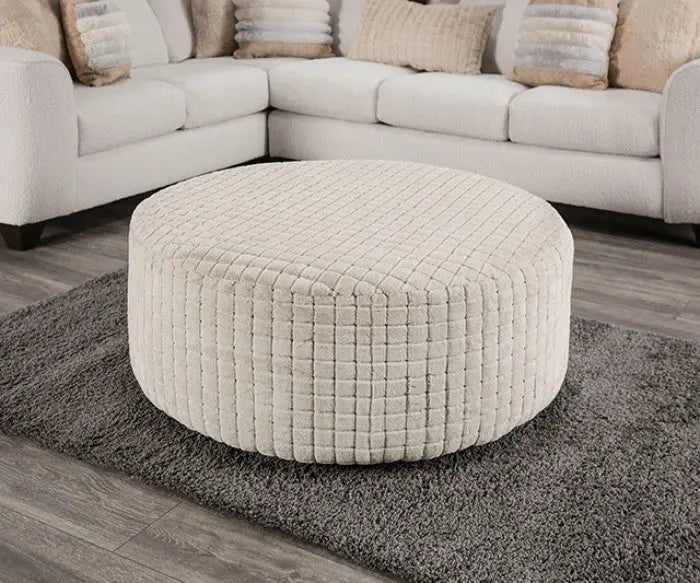 Liva Ottoman – Patterned Chenille, Warm Tan Denmark Home
