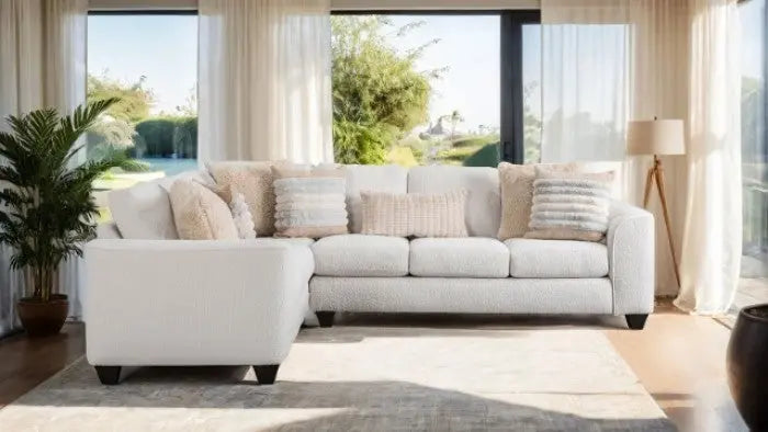 Liva Sectional – Plush Chenille, Cream / Tan Denmark Home
